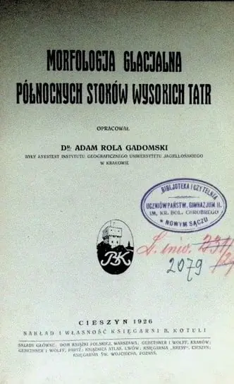 Morfologja glacjalna północnych stoków wysokich Tatr 1926 r. Ekspresowa dostawa