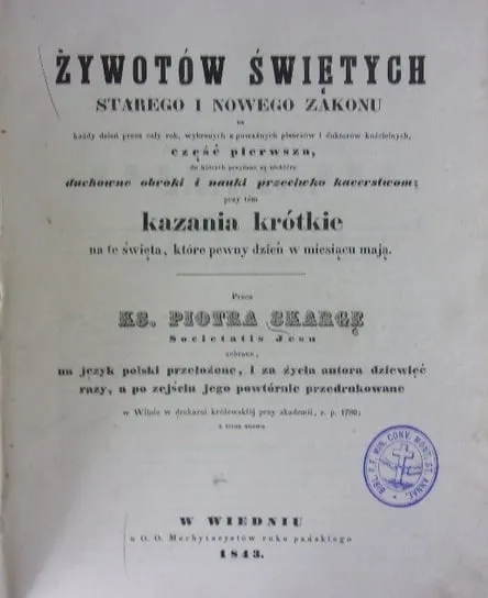Żywotów Świętych Starego i Nowego Zakonu Część 1 1843 r. Premium
