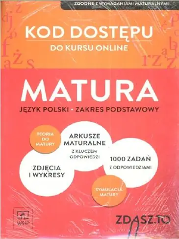 Tylko do końca tygodnia KOD DOSTĘPU DO KURSU ONLINE MATURA JĘZYK POLSKI ZA